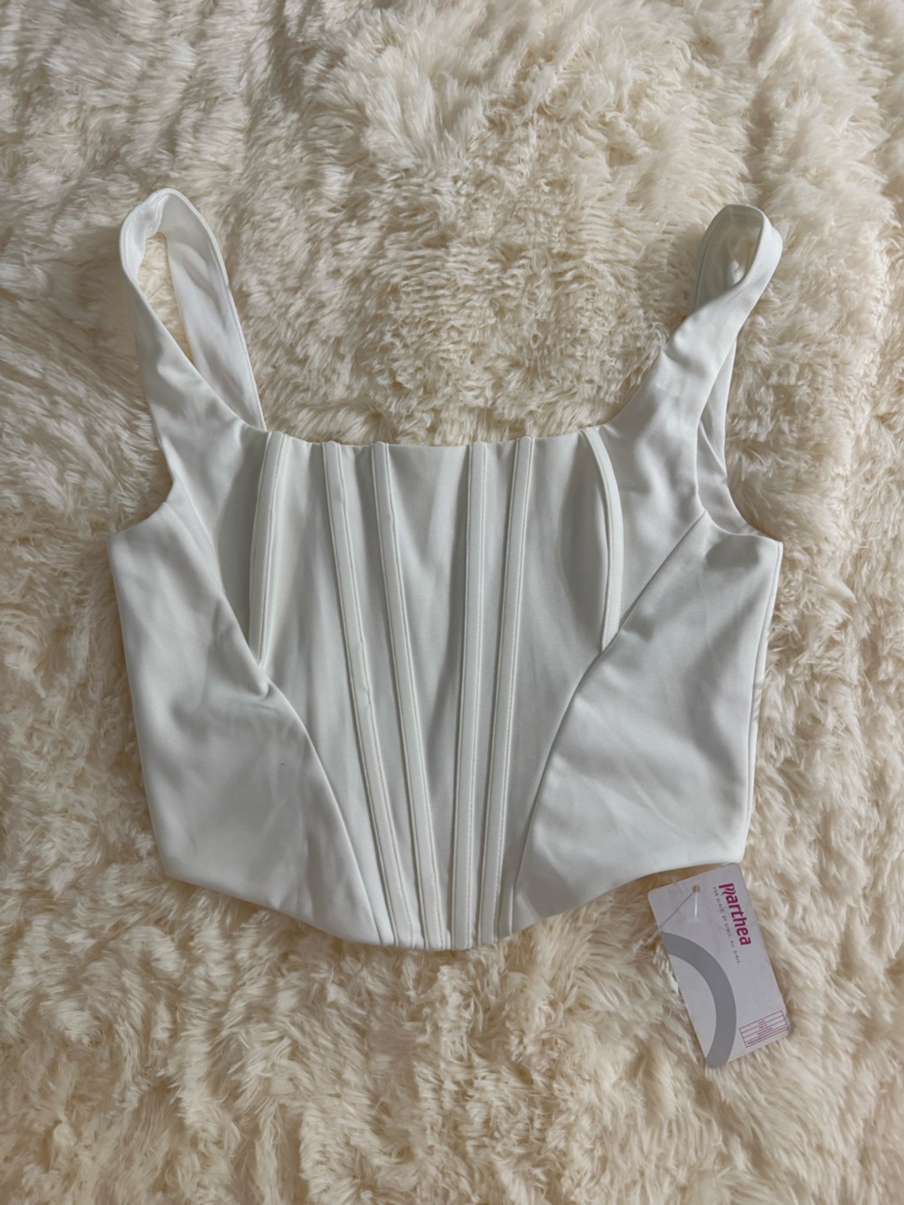 Charlotte Russe White Structured Zip Crop Top